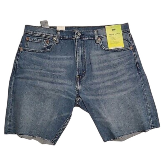 LEVI’S 412 SLIM STRETCH DENIM JEAN FRAYED SHORTS 9 INSEAM SIZE 30 NEW WITH TAGS - Picture 1 of 8